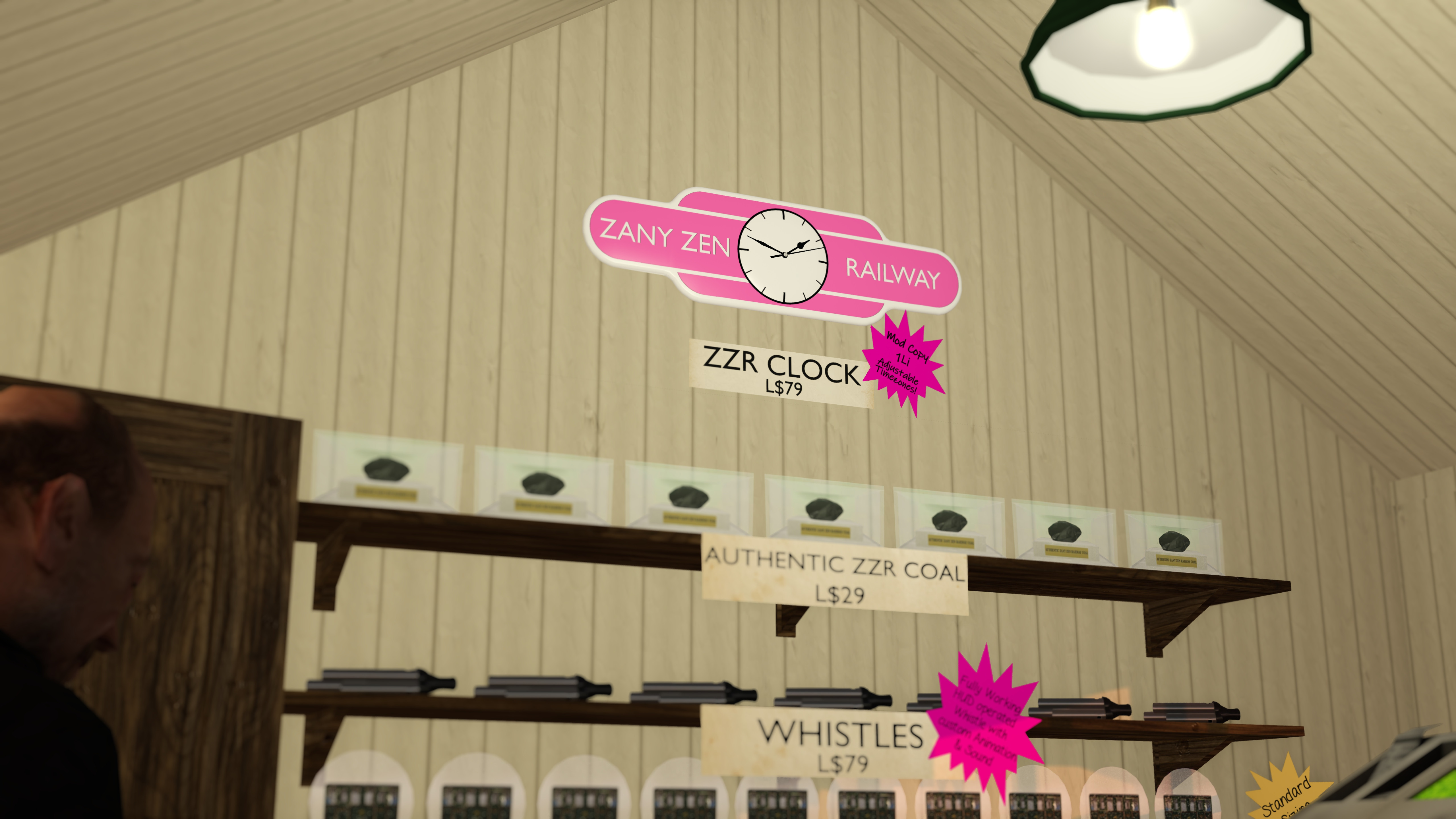 The ZZR Clock on the wall inside the Zany Zen Railway gift shop, the clock made by the incredible Amalia Illios