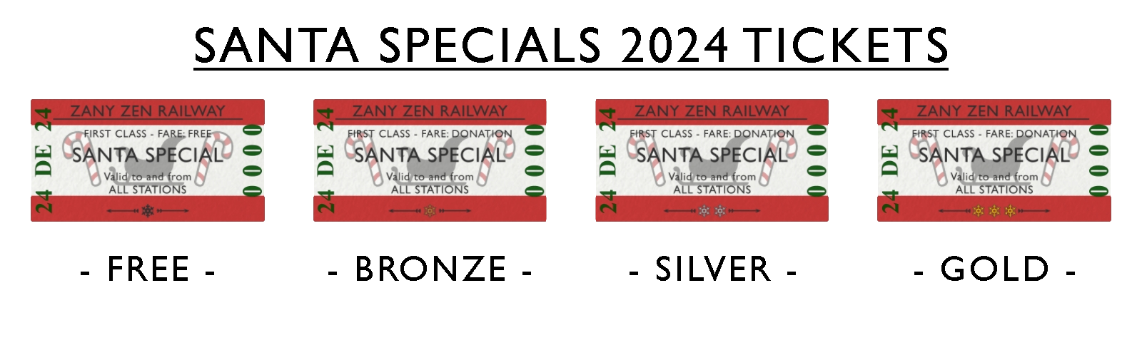 ZZR Santa Special Ticket Samples