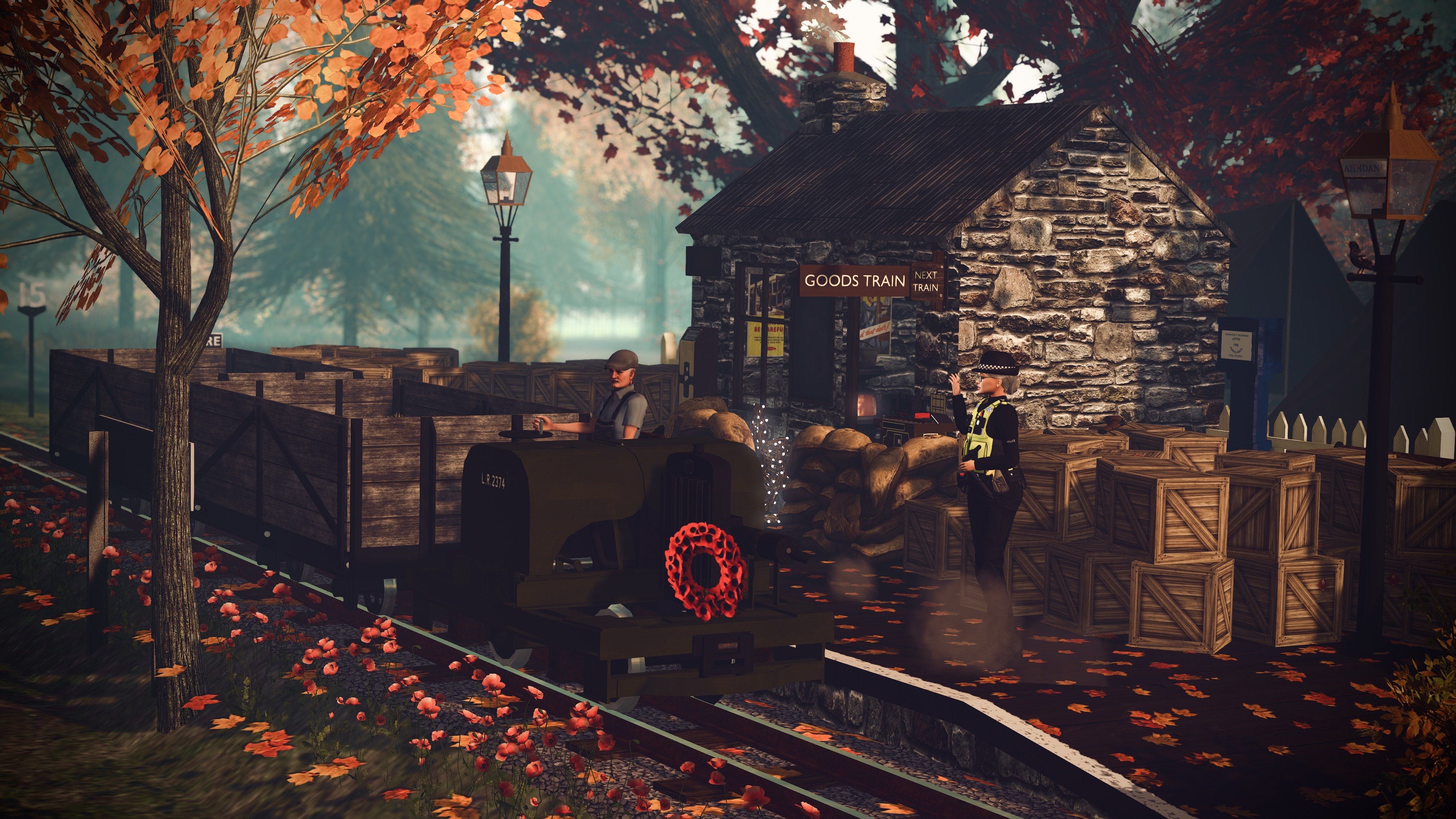 Eesoov Elan waving to the Zany Zen Railway Troop train as it rushes through Ahndang Station