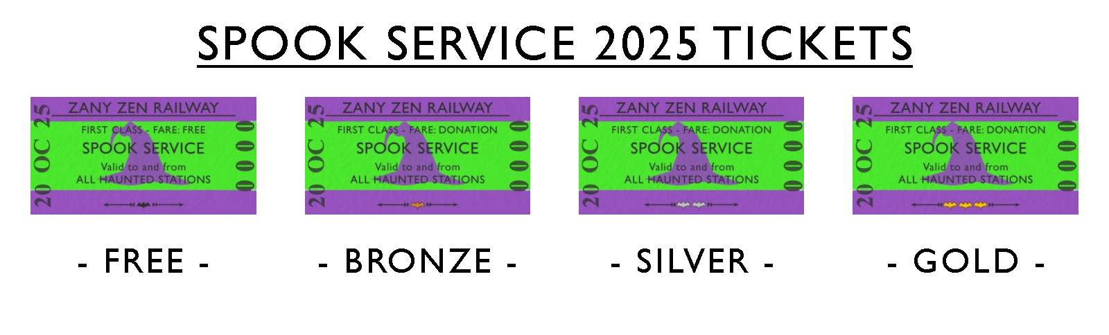 The ZZR Spook Service Ticket Designs