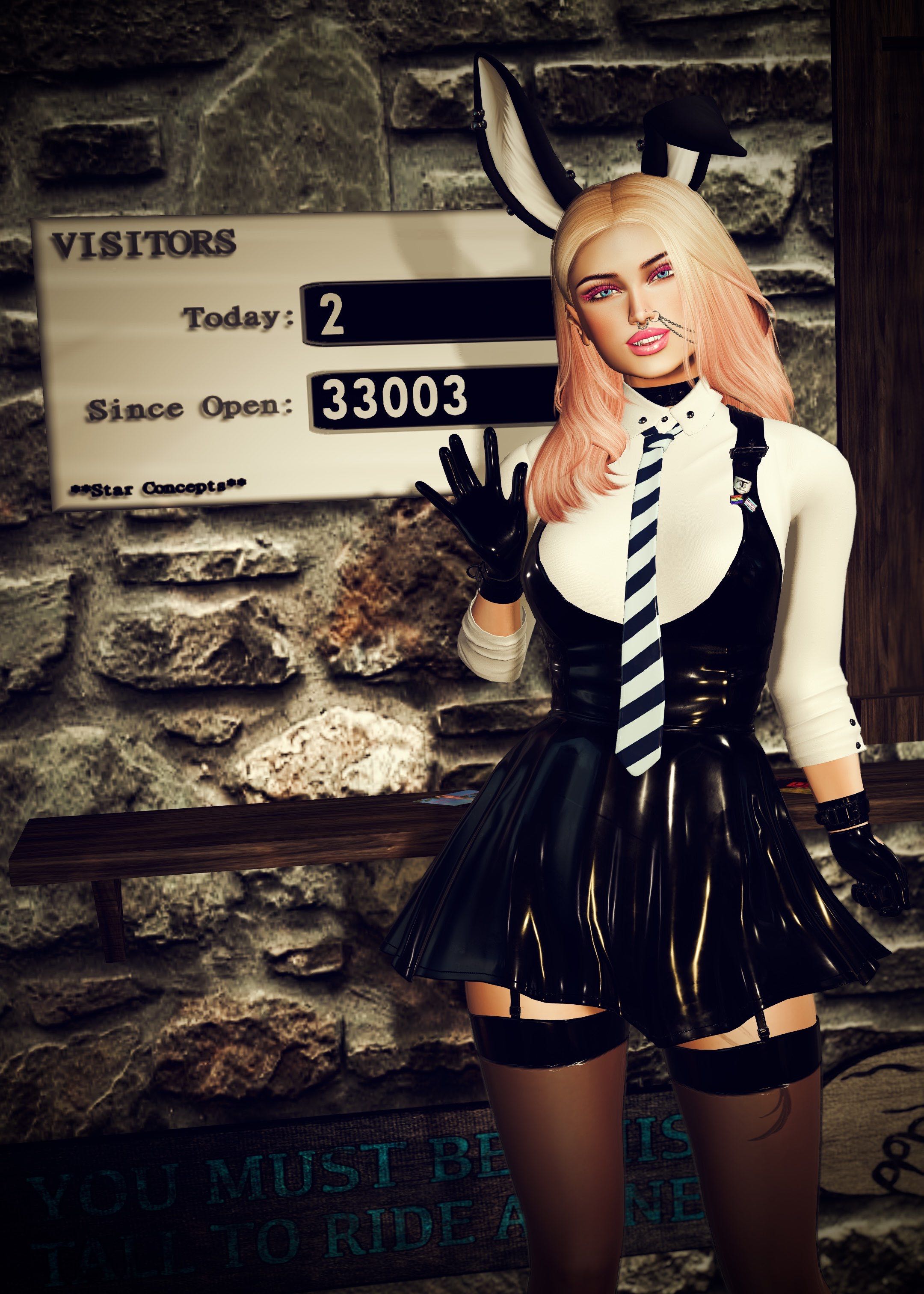 The Zany Zen standing in front of the ZZR Station of Somdari's visitor counter that says "33,003 visitors since opening"